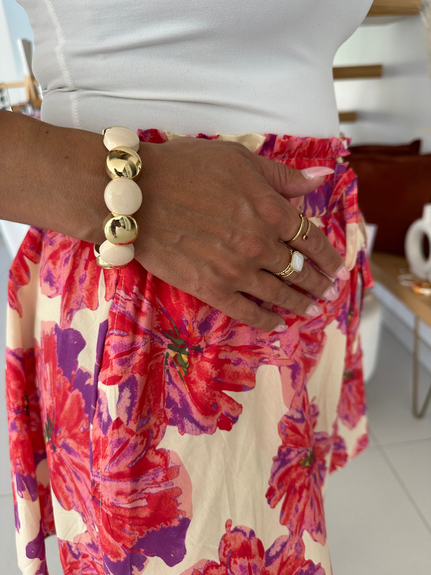 Bracelet élastique beige