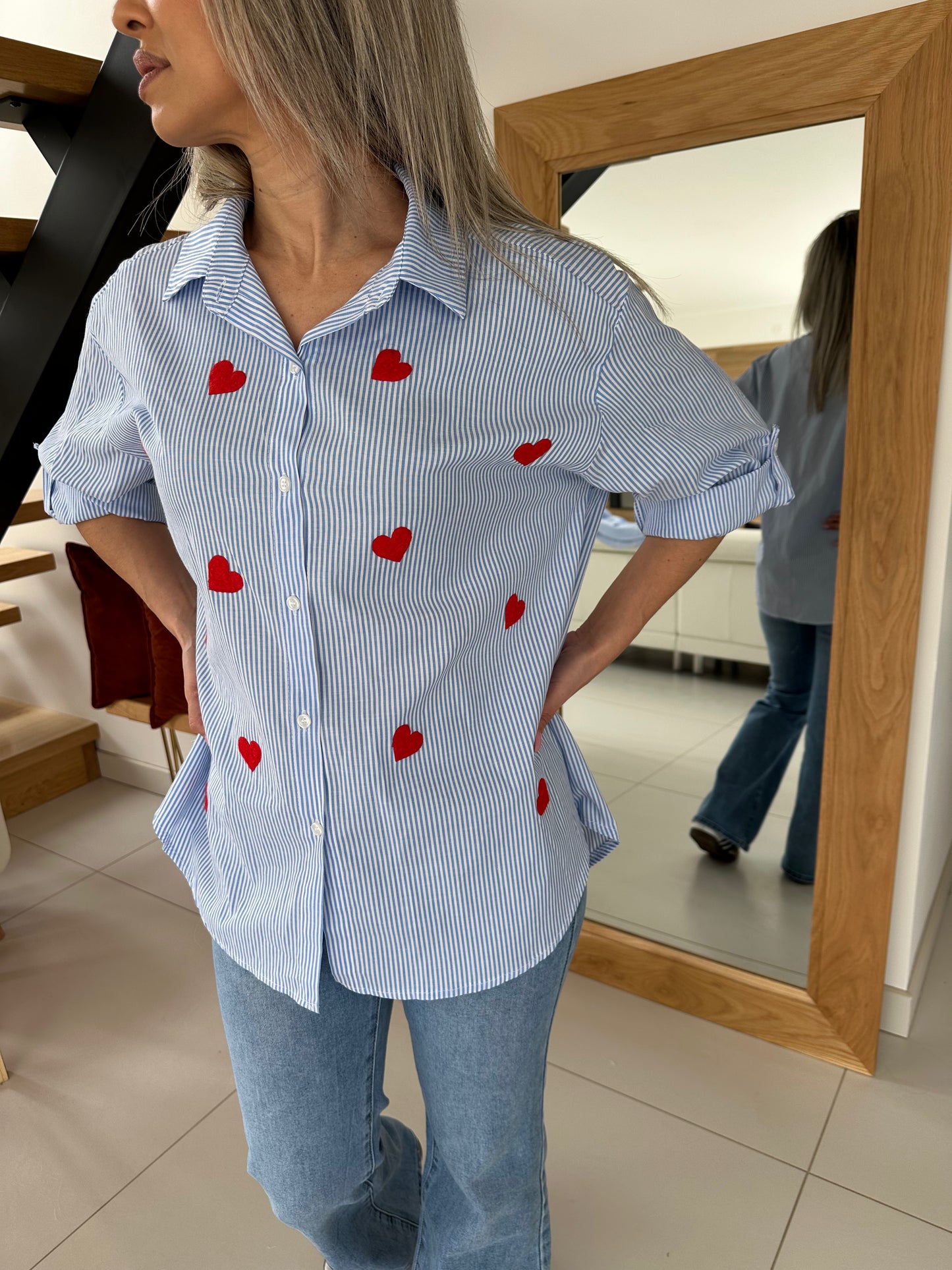 Blouse Marina cœurs rouge