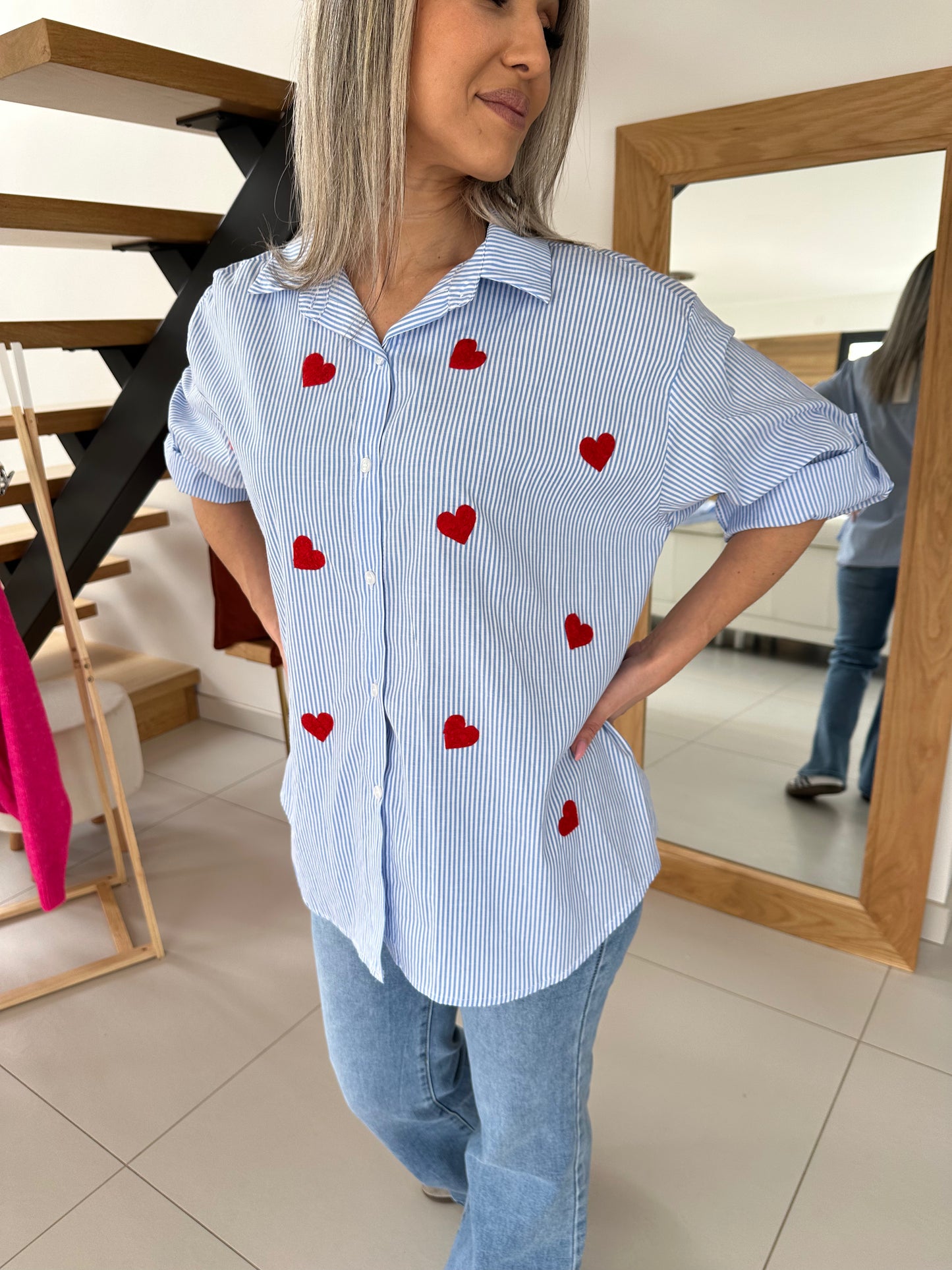 Blouse Marina cœurs rouge