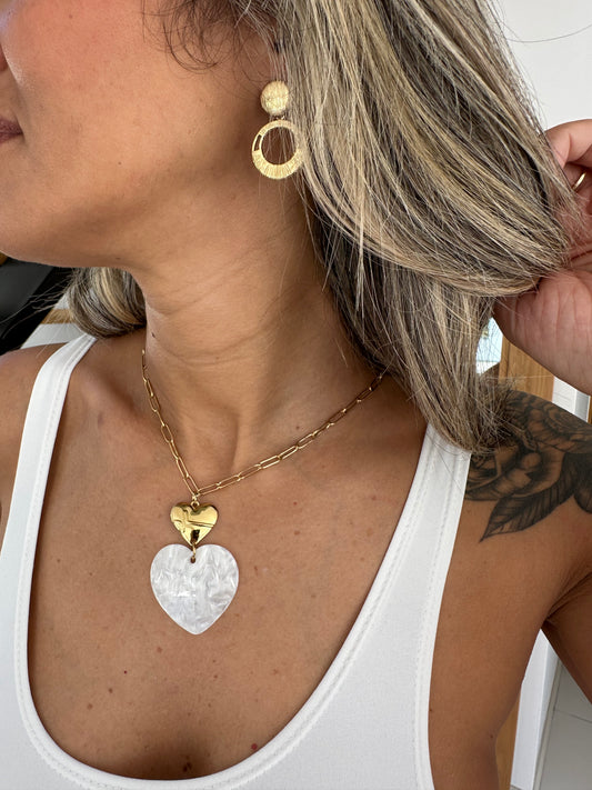 Collier coeur blanc