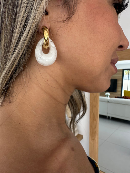 Boucle d’oreille pierre blanche
